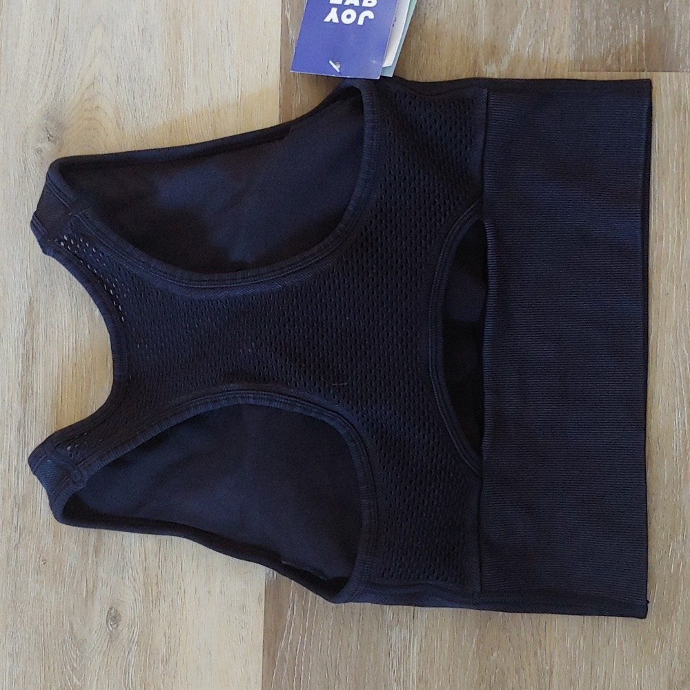 NWT JoyLab Women's Cropped Fit Padded Tank Top Black Size S - Picture 3 of 6